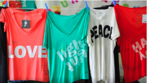 Image of t-shirts on a line.