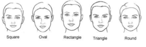 Drawings of various facial shapes.