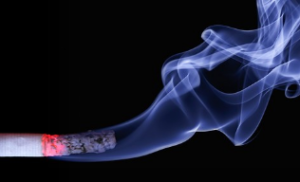 The smoking end of a lit cigarette.