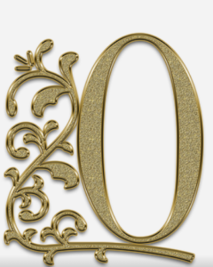 A golden letter "O" attached to a branch with leaves.