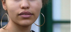 The chin of a female with a round face.