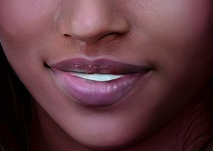 Chin of a female with an oval face.