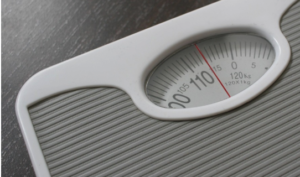 A bathroom weight scale.