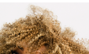 4C hair in light golden blonde.