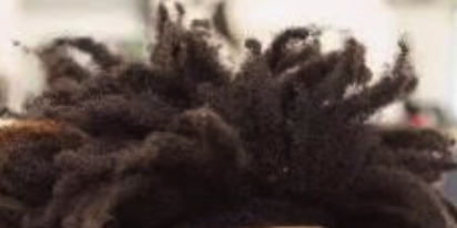 Short, dark-brown freeform dreads standing on end.